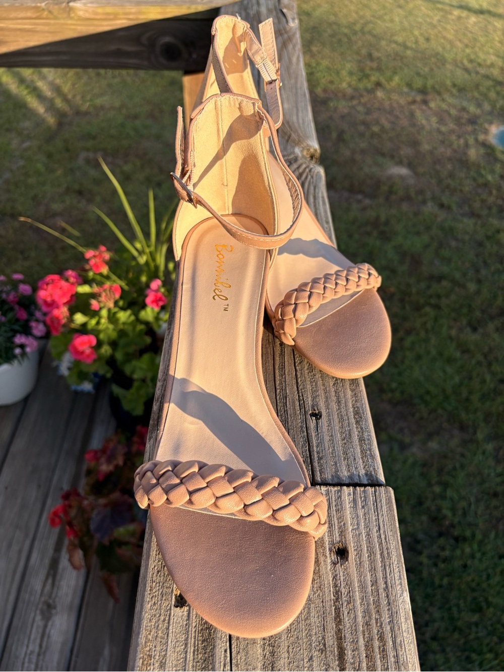 Bonnibel Blush Braided Strap Ankle-Wrap Sandals